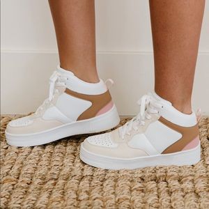 BERNESS COLOR BLOCK HIGH TOP SCENIC CITYSCAPE SNEAKERS